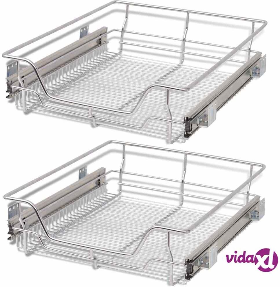 vidaXL Ulosvedettävä ritilälaatikot 2 kpl 500 mm hopea vidaXL Ulosvedettävä ritilälaatikot 2 kpl 500 mm hopea