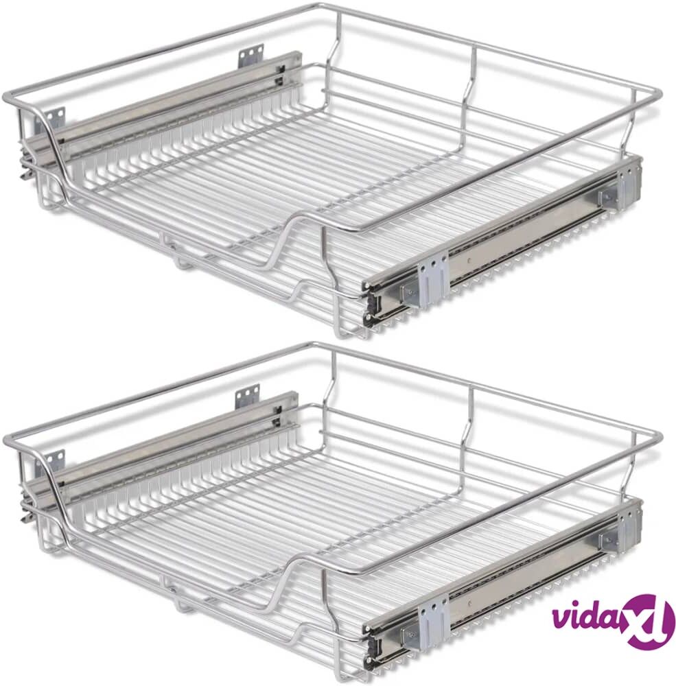 vidaXL Ulosvedettävät ritilälaatikot 2 kpl 600 mm hopea vidaXL Ulosvedettävät ritilälaatikot 2 kpl 600 mm hopea