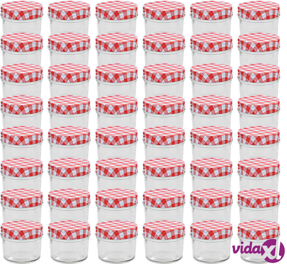 vidaXL Lasiset hillopurkit valkopunaisilla kansilla 48 kpl 110 ml vidaXL Lasiset hillopurkit valkopunaisilla kansilla 48 kpl 110 ml