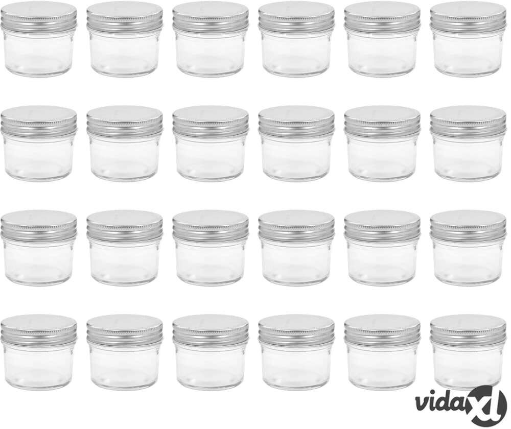 vidaXL Lasiset hillopurkit hopean värisillä kansilla 24 kpl 110 ml vidaXL Lasiset hillopurkit hopean värisillä kansilla 24 kpl 110 ml