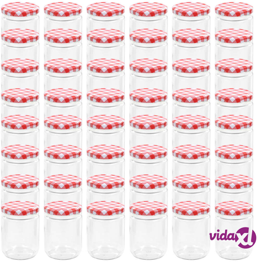 vidaXL Lasiset hillopurkit valkopunaisilla kansilla 48 kpl 230 ml vidaXL Lasiset hillopurkit valkopunaisilla kansilla 48 kpl 230 ml
