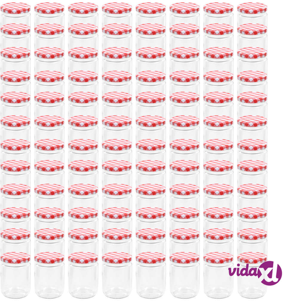 vidaXL Lasiset hillopurkit valkopunaisilla kansilla 96 kpl 230 ml vidaXL Lasiset hillopurkit valkopunaisilla kansilla 96 kpl 230 ml