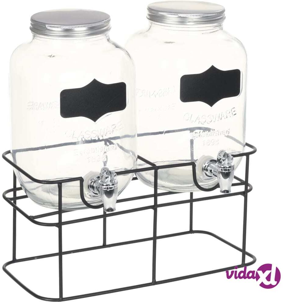 vidaXL Juoma-annostelijat 2 kpl jalustalla 2 x 4 l lasi vidaXL Juoma-annostelijat 2 kpl jalustalla 2 x 4 l lasi