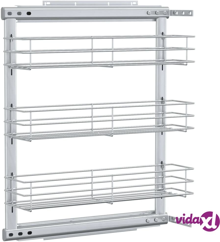 vidaXL 3-kerroksinen ulosvedettävä keittiön hylly hopea 47x15x56 cm vidaXL 3-kerroksinen ulosvedettävä keittiön hylly hopea 47x15x56 cm