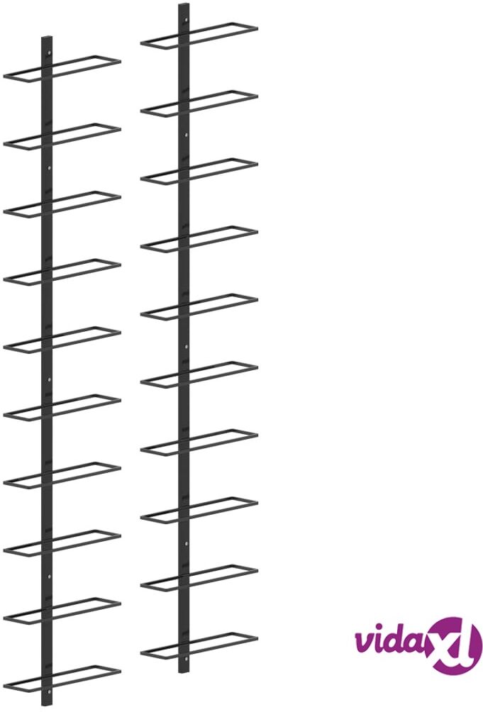 vidaXL Seinäkiinnitteinen viinipulloteline 20 pullolle 2 kpl metalli vidaXL Seinäkiinnitteinen viinipulloteline 20 pullolle 2 kpl metalli