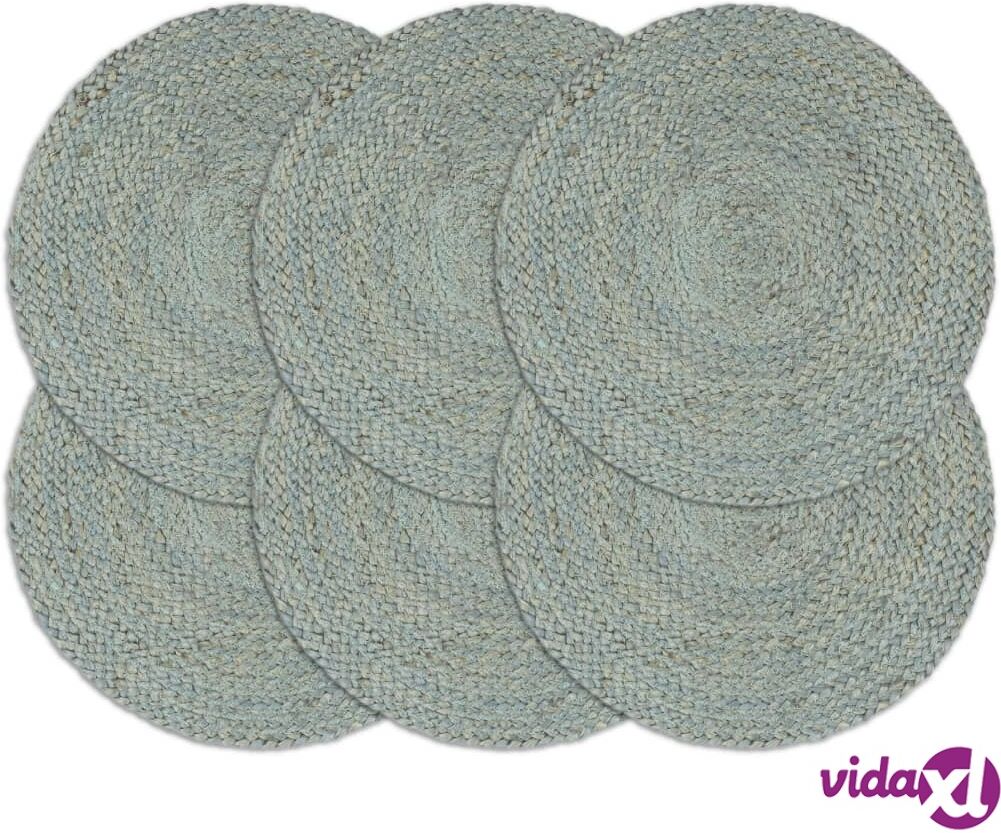 vidaXL Tabletit 6 kpl kuvioton oliivinvihreä 38 cm pyöreä juutti vidaXL Tabletit 6 kpl kuvioton oliivinvihreä 38 cm pyöreä juutti