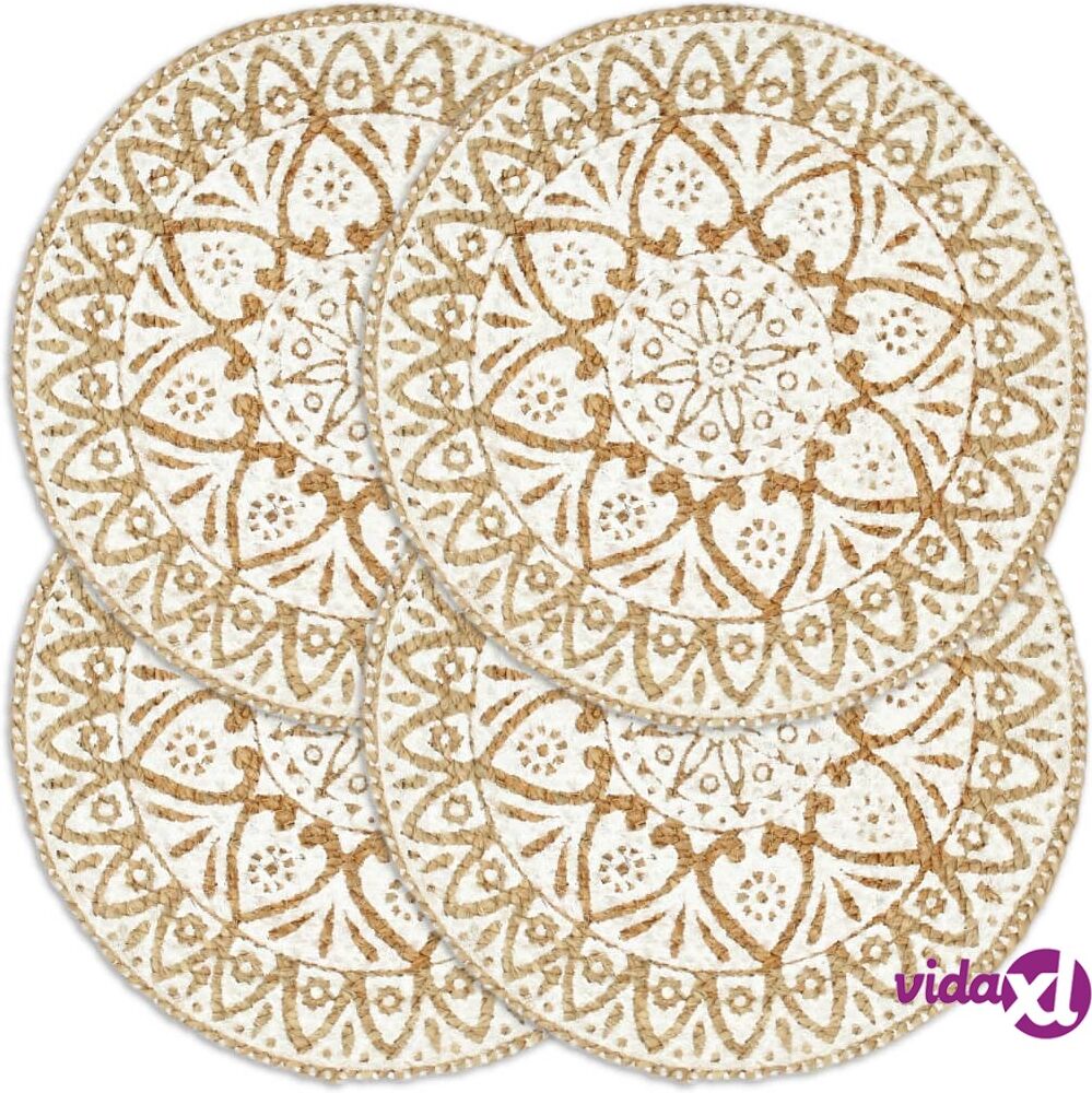 vidaXL Tabletit 4 kpl valkoinen 38 cm pyöreä juutti vidaXL Tabletit 4 kpl valkoinen 38 cm pyöreä juutti