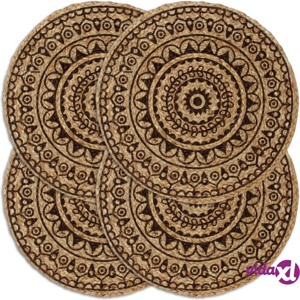 vidaXL Tabletit 4 kpl tummanruskea 38 cm pyöreä juutti vidaXL Tabletit 4 kpl tummanruskea 38 cm pyöreä juutti