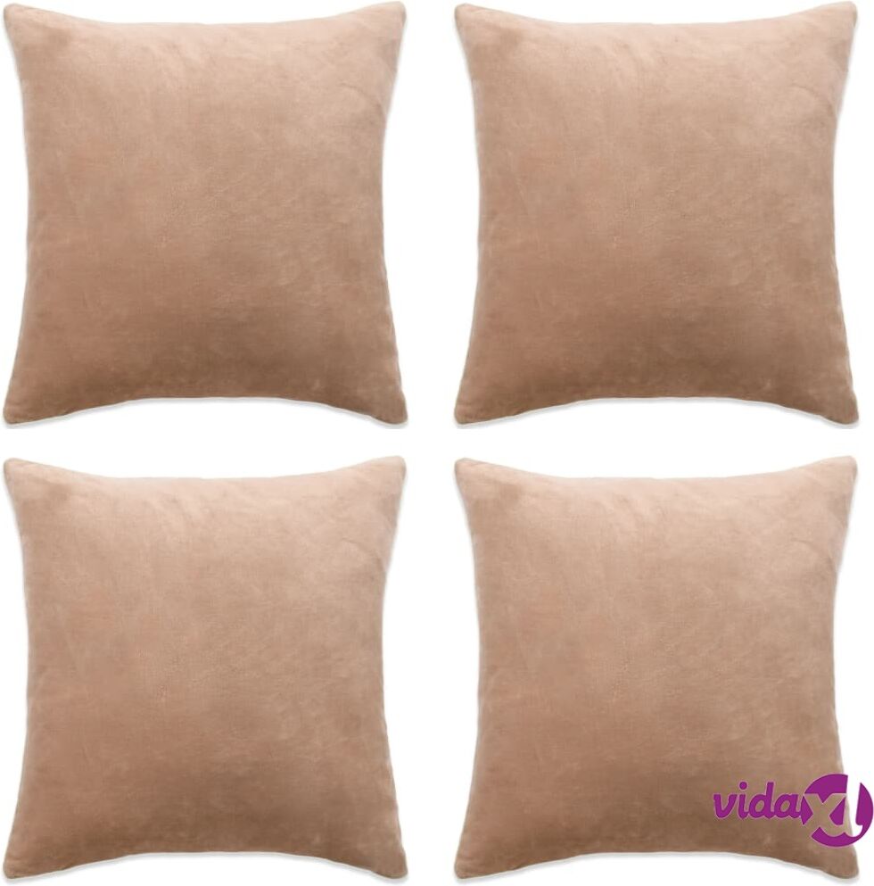 vidaXL Tyynynpäällinen 4kpl veluuri 80x80 cm beige vidaXL Tyynynpäällinen 4kpl veluuri 80x80 cm beige