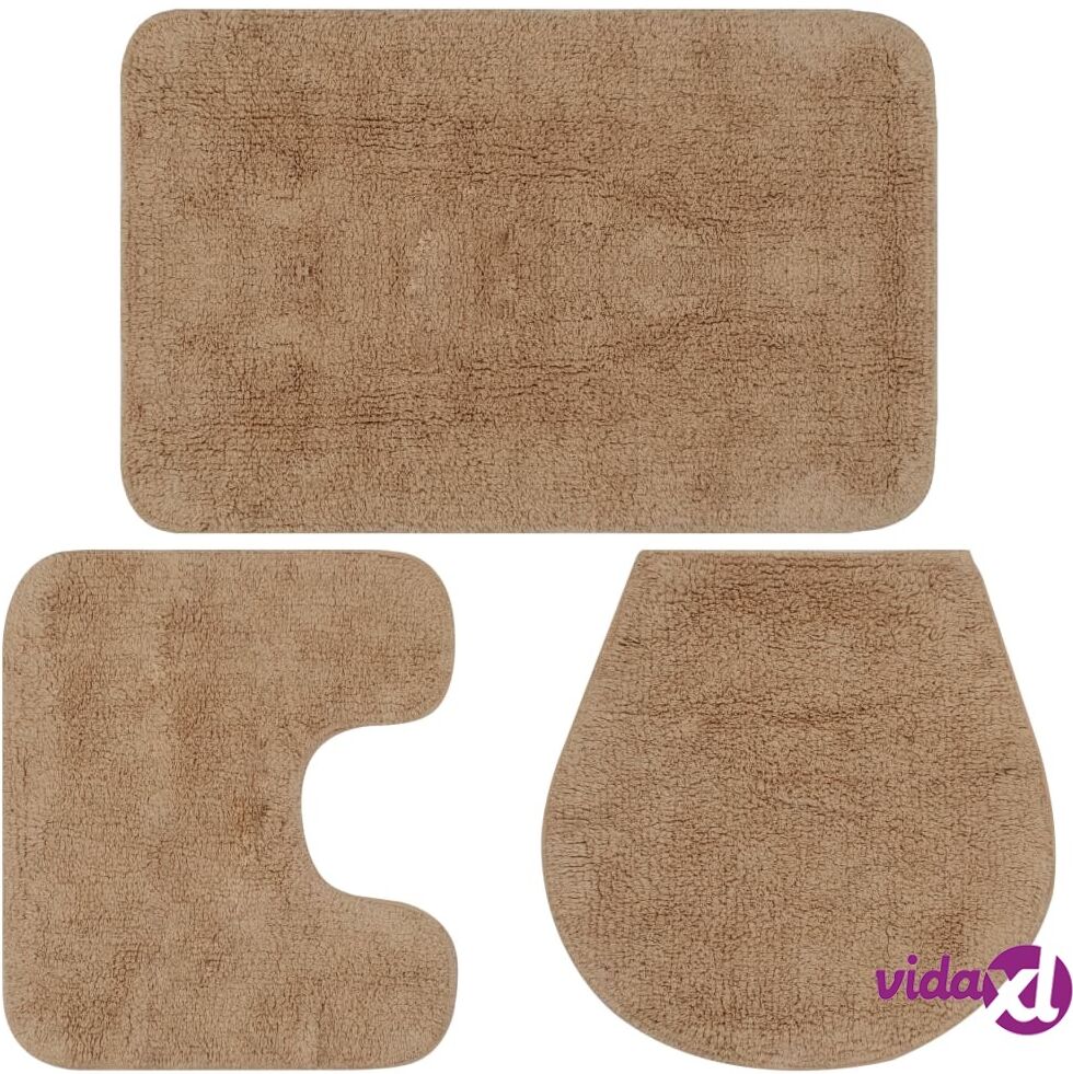 vidaXL Kylpyhuoneen mattosarja 3 osaa kangas beige vidaXL Kylpyhuoneen mattosarja 3 osaa kangas beige