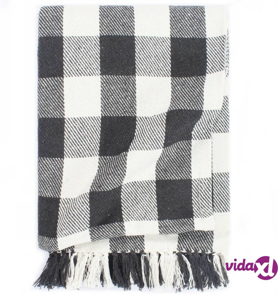 vidaXL Viltti puuvilla ruudullinen 160x210 cm antrasiitti vidaXL Viltti puuvilla ruudullinen 160x210 cm antrasiitti