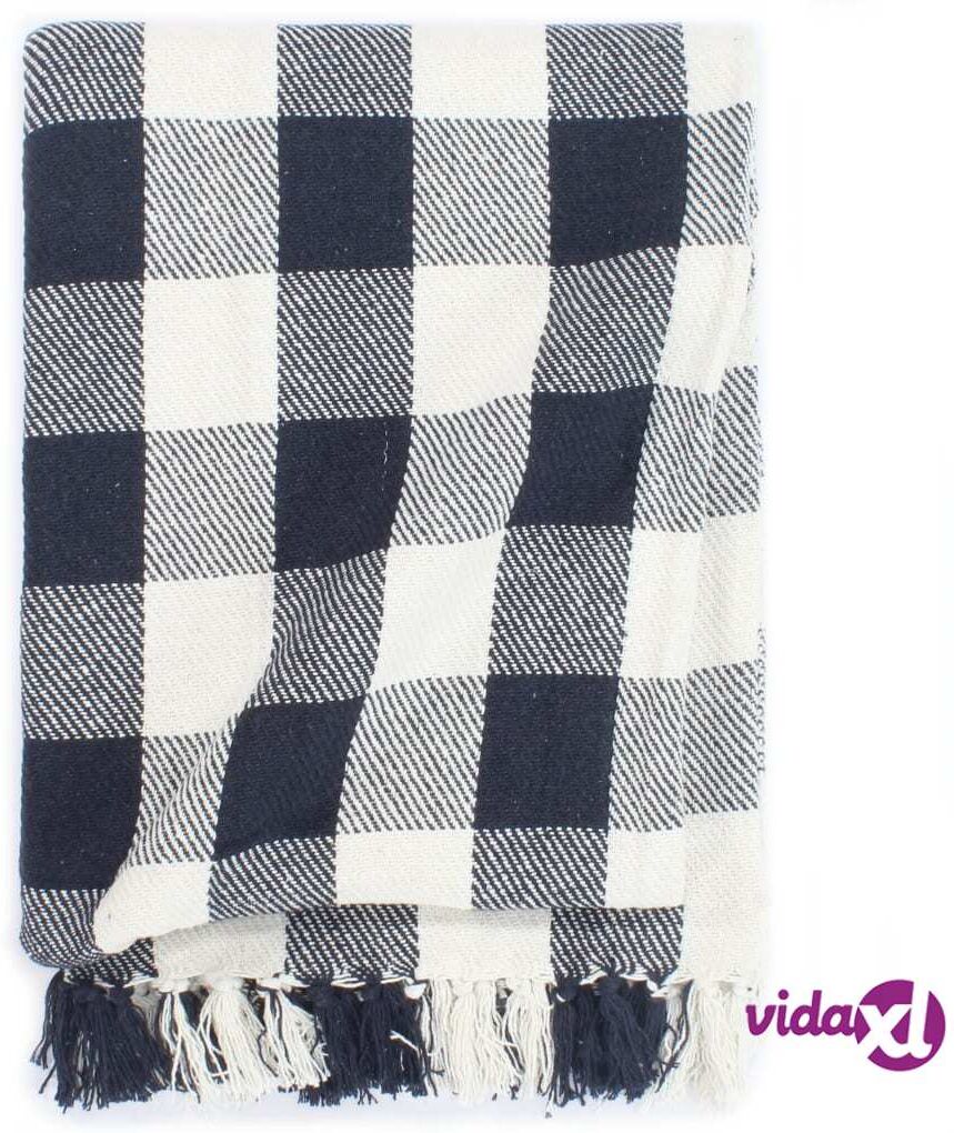 vidaXL Viltti puuvilla ruudullinen 220x250 cm laivastonsininen vidaXL Viltti puuvilla ruudullinen 220x250 cm laivastonsininen