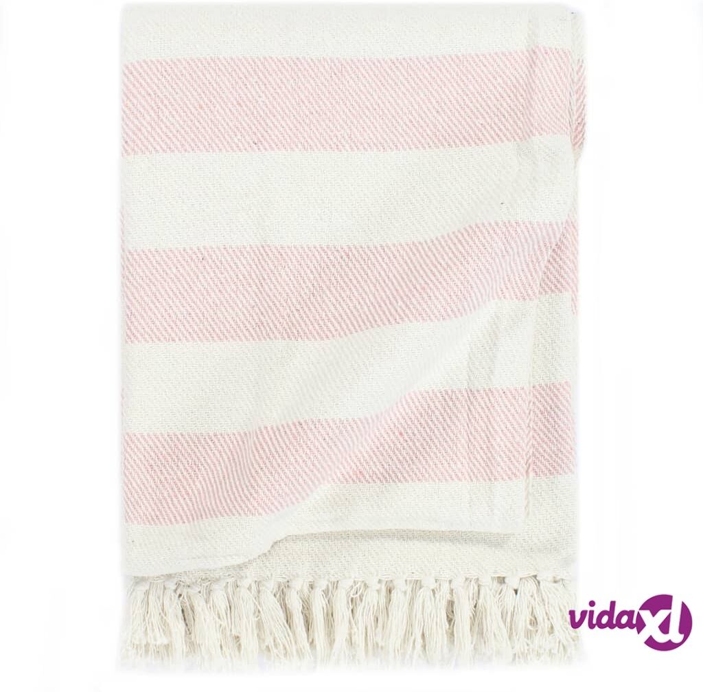 vidaXL Viltti puuvilla raidoilla 220x250 cm vanha pinkki vidaXL Viltti puuvilla raidoilla 220x250 cm vanha pinkki