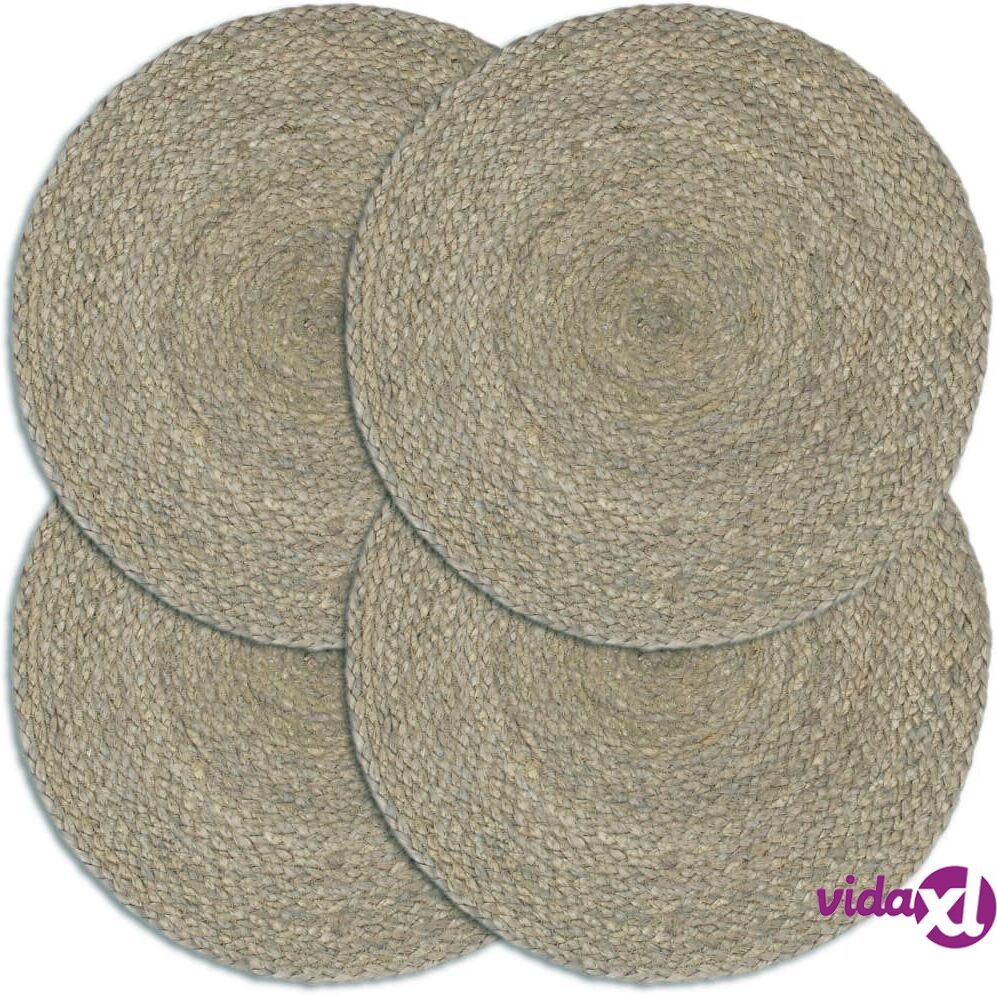 vidaXL Tabletit 4 kpl kuvioton harmaa 38 cm pyöreä juutti vidaXL Tabletit 4 kpl kuvioton harmaa 38 cm pyöreä juutti