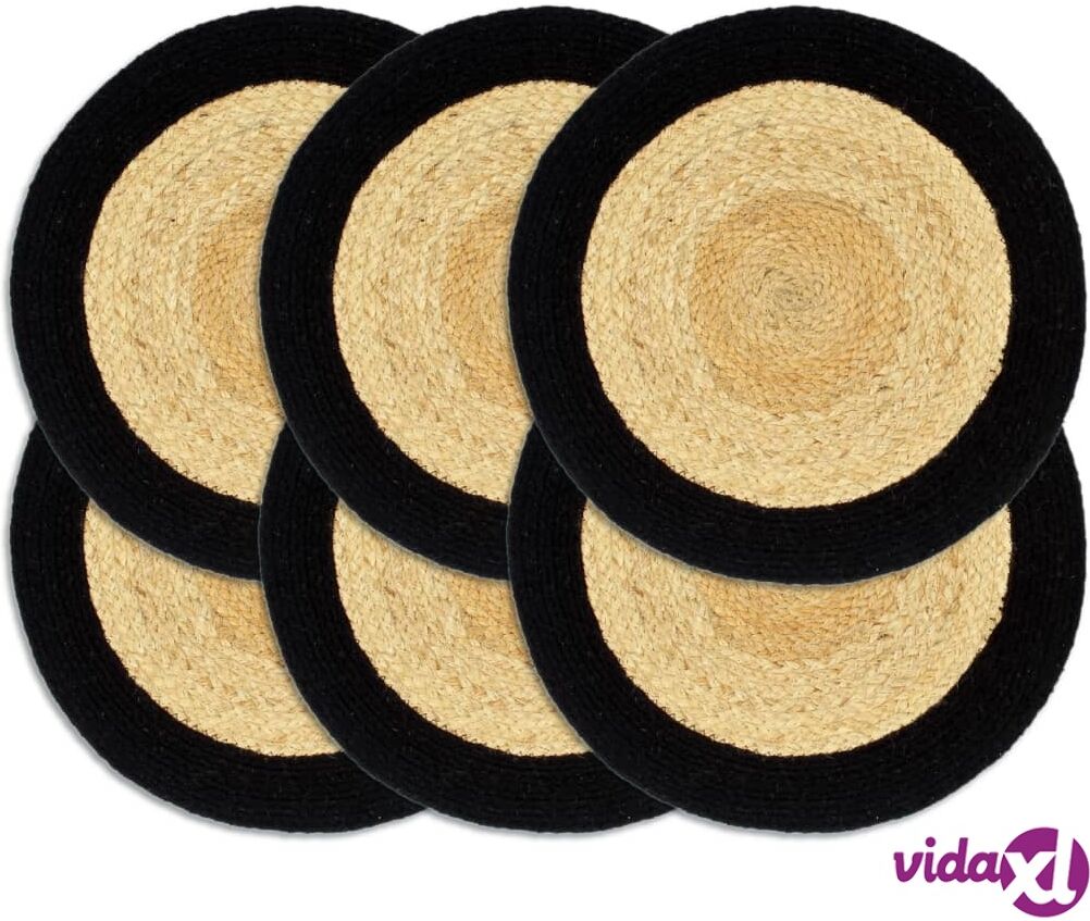 vidaXL Tabletit 6 kpl luonnollinen/musta 38 cm juutti ja puuvilla vidaXL Tabletit 6 kpl luonnollinen/musta 38 cm juutti ja puuvilla