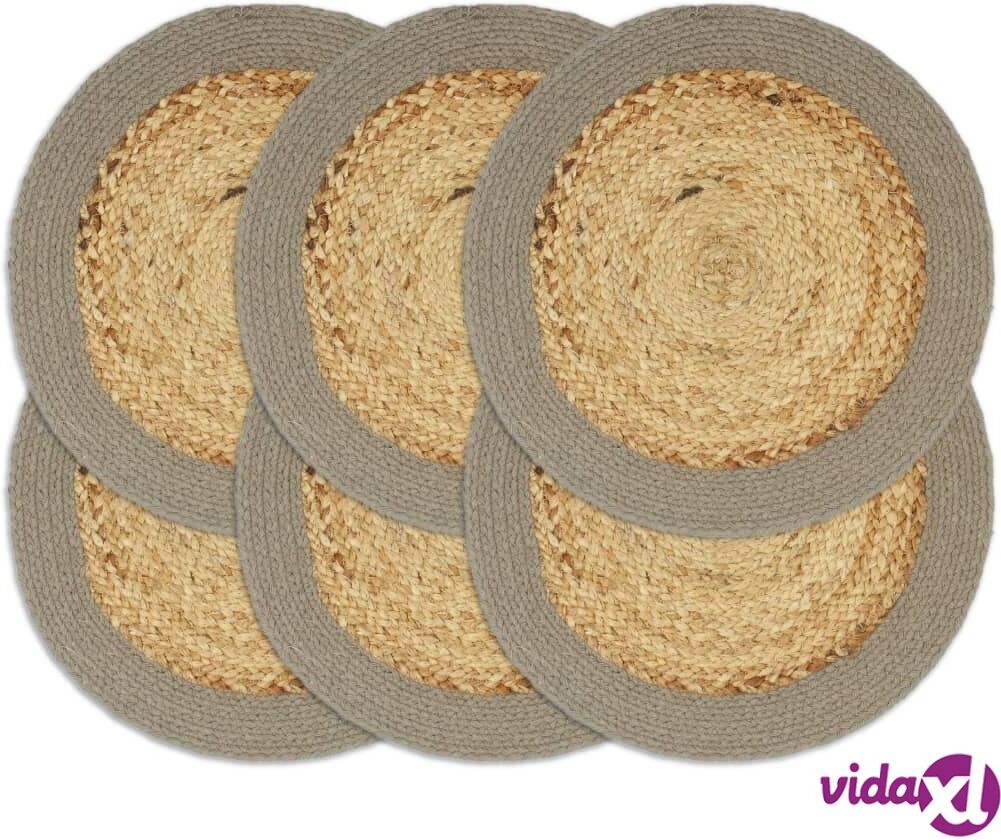 vidaXL Tabletit 6 kpl luonnollinen/harmaa 38 cm juutti ja puuvilla vidaXL Tabletit 6 kpl luonnollinen/harmaa 38 cm juutti ja puuvilla