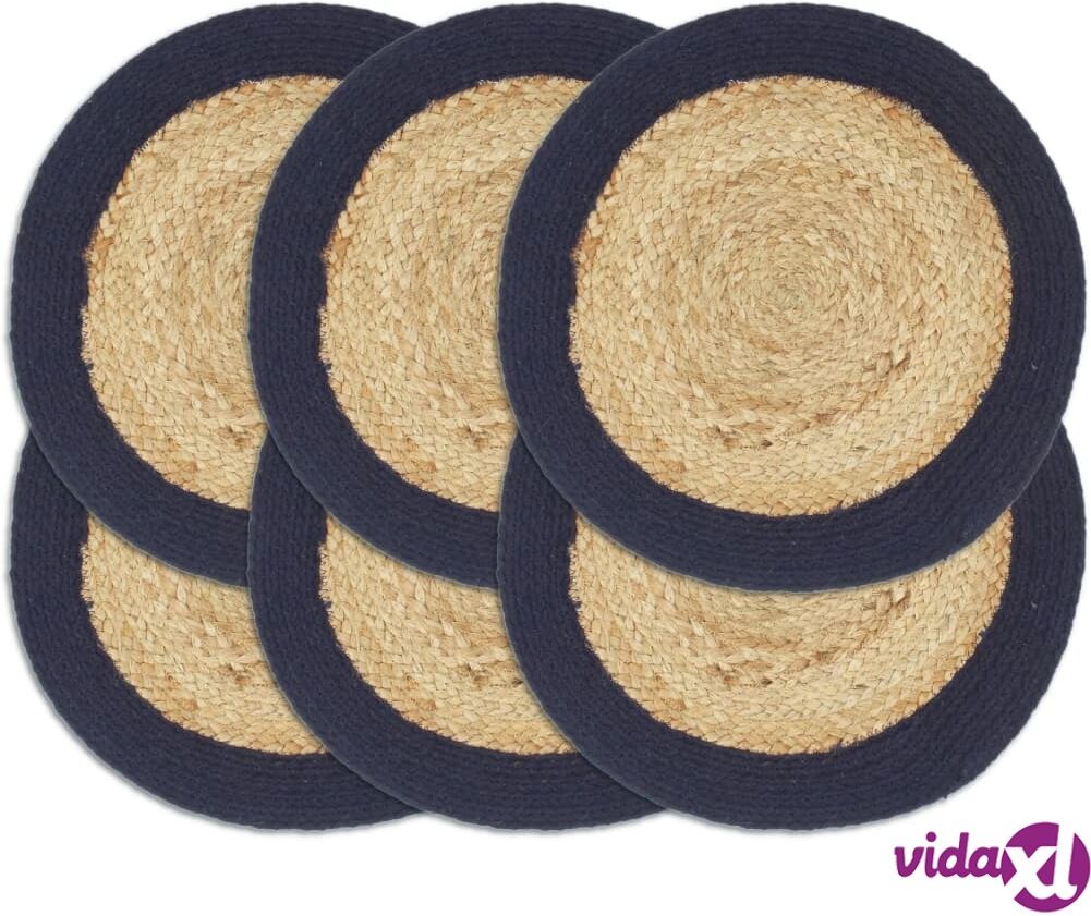 vidaXL Tabletit 6 kpl luonnollinen/sininen 38cm juutti/puuvilla