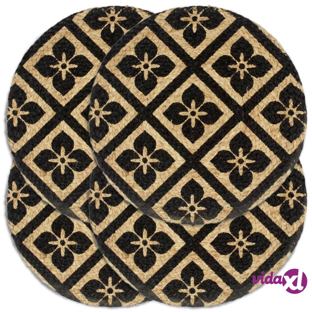 vidaXL Tabletit 4 kpl musta 38 cm pyöreä juutti vidaXL Tabletit 4 kpl musta 38 cm pyöreä juutti