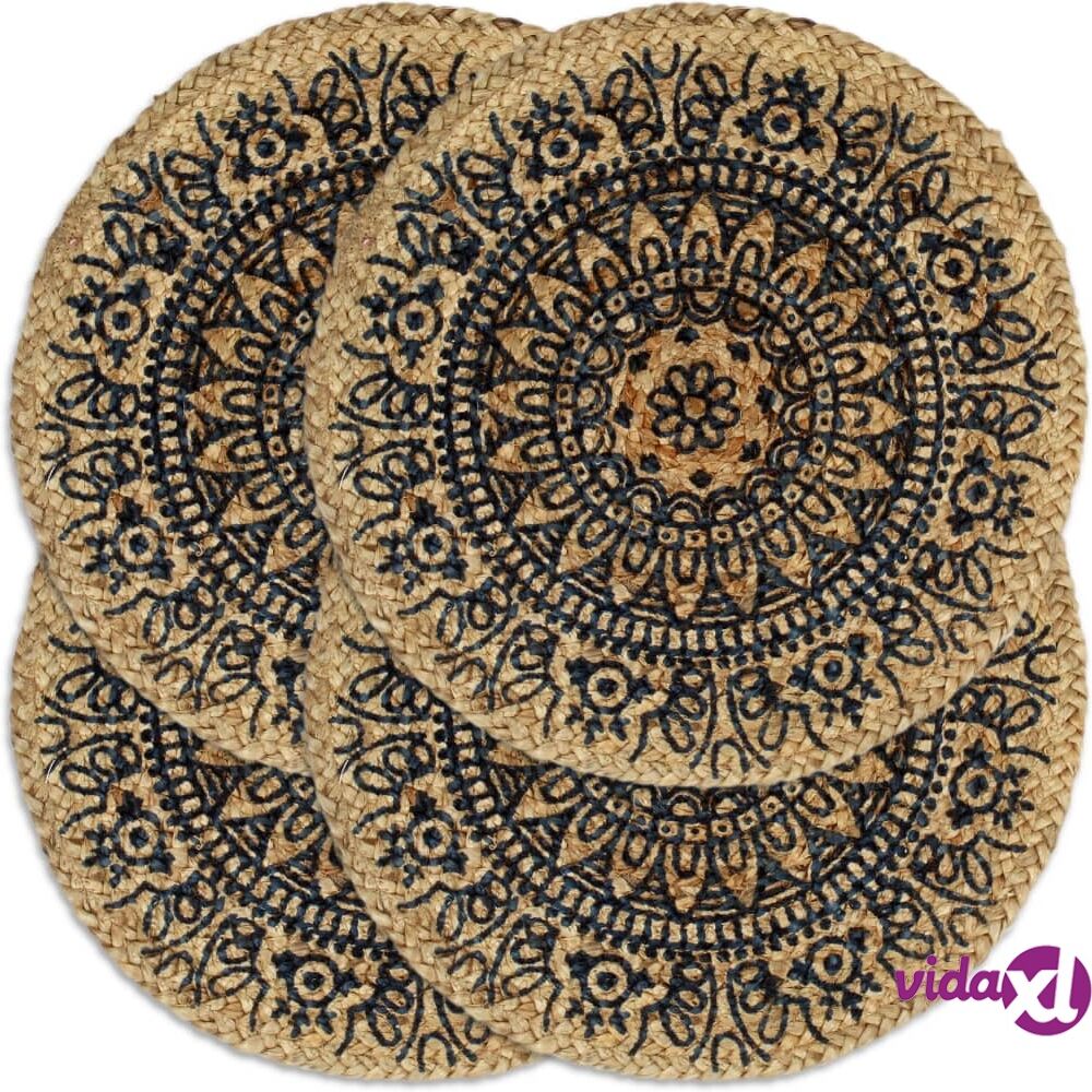 vidaXL Tabletit 4 kpl tummansininen 38 cm pyöreä juutti vidaXL Tabletit 4 kpl tummansininen 38 cm pyöreä juutti