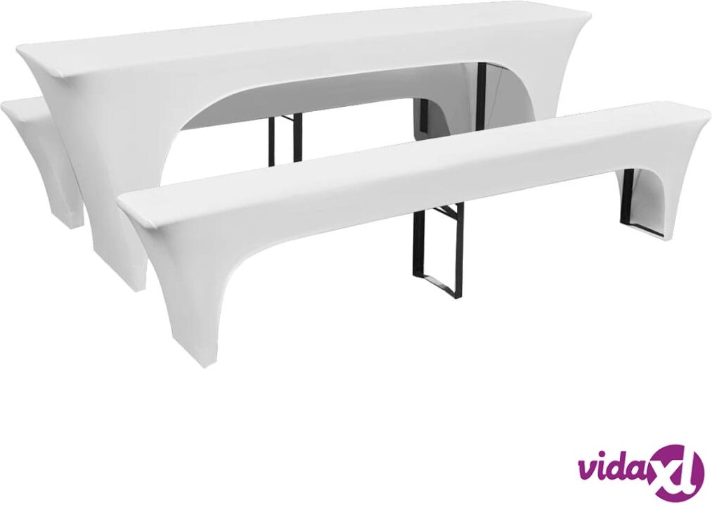 vidaXL 3 Suojakangasta Olutpöydälle ja Penkeille Venyvä Valkoinen 220 x 50 x 80 cm vidaXL 3 Suojakangasta Olutpöydälle ja Penkeille Venyvä Valkoinen 220 x 50 x 80 cm