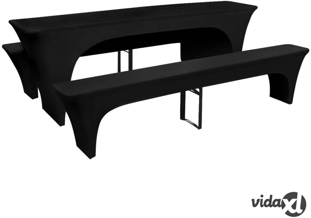 vidaXL 3 Suojakangasta Olutpöydälle ja Penkeille Venyvä Musta 220x50x80 cm vidaXL 3 Suojakangasta Olutpöydälle ja Penkeille Venyvä Musta 220x50x80 cm