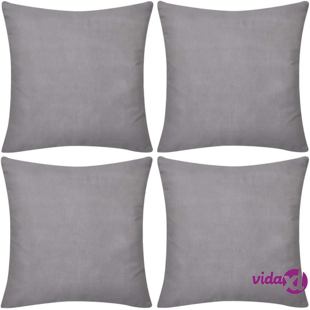 vidaXL Harmaa tyynynpäällinen 4 kpl Puuvilla 80 x 80 cm vidaXL Harmaa tyynynpäällinen 4 kpl Puuvilla 80 x 80 cm