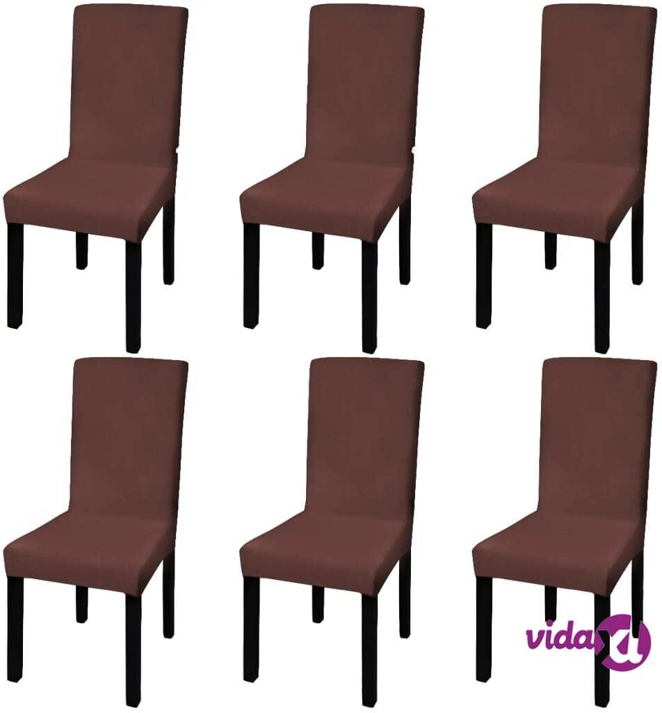 vidaXL Suora Venyvä Tuolinsuoja 6 kpl Ruskea vidaXL Suora Venyvä Tuolinsuoja 6 kpl Ruskea