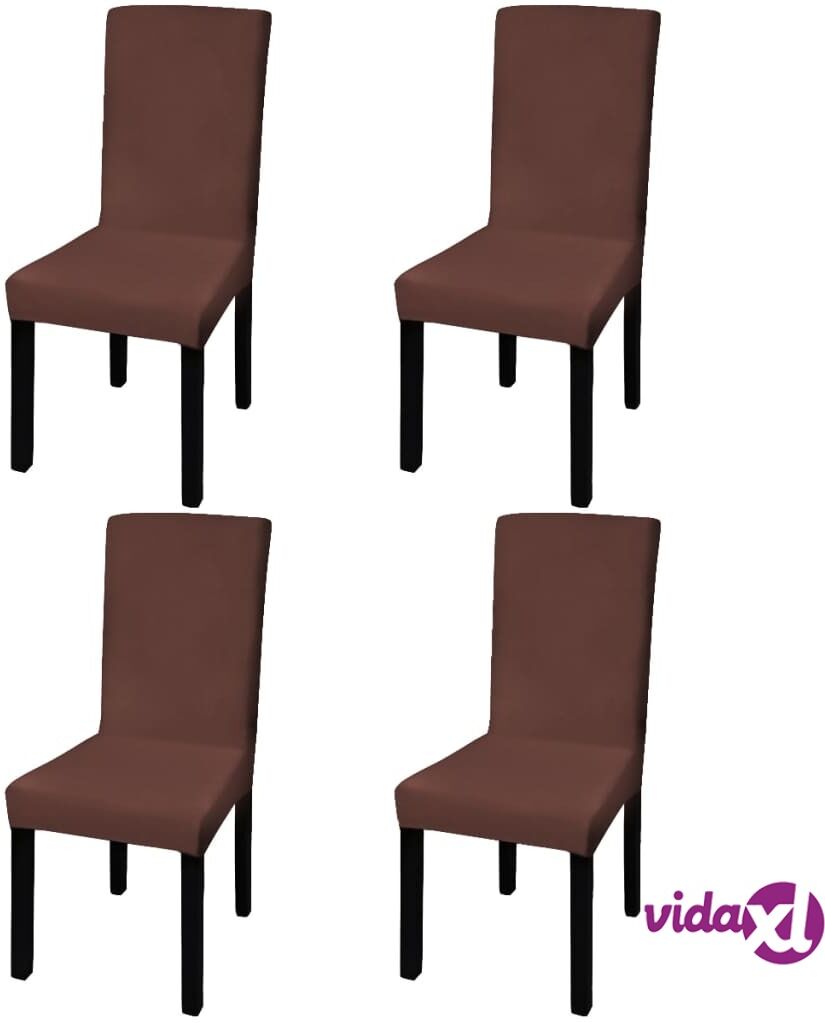 vidaXL Suora Venyvä Tuolinsuoja 4 kpl Ruskea vidaXL Suora Venyvä Tuolinsuoja 4 kpl Ruskea