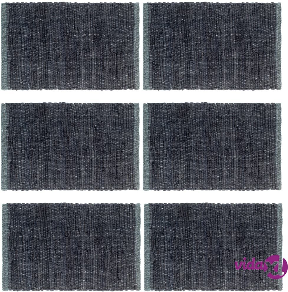 vidaXL Tabletit 6 kpl Chindi-antrasiitti 30x45cm puuvilla vidaXL Tabletit 6 kpl Chindi-antrasiitti 30x45cm puuvilla