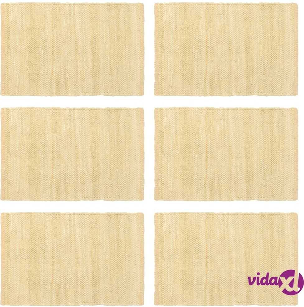 vidaXL Tabletit 6 kpl Chindi-beige 30x45cm puuvilla vidaXL Tabletit 6 kpl Chindi-beige 30x45cm puuvilla