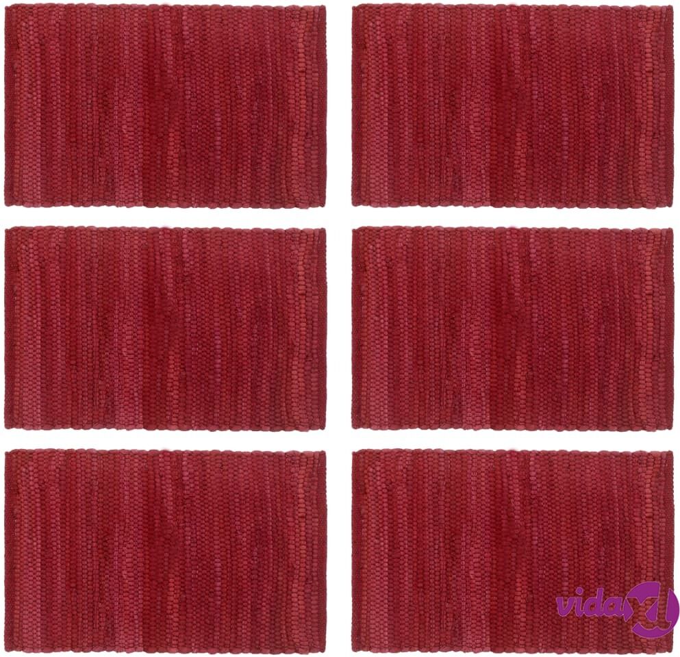 vidaXL Tabletit 6 kpl Chindi-viininpunainen 30x45cm puuvilla vidaXL Tabletit 6 kpl Chindi-viininpunainen 30x45cm puuvilla