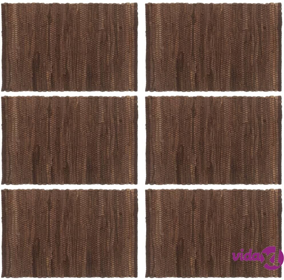 vidaXL Tabletit 6 kpl Chindi-ruskea 30x45cm puuvilla vidaXL Tabletit 6 kpl Chindi-ruskea 30x45cm puuvilla