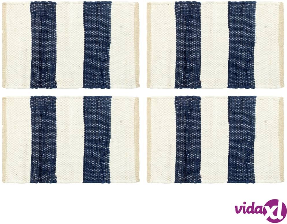 vidaXL Tabletit 4 kpl Chindi-raita sininen ja valkoinen 30x45cm vidaXL Tabletit 4 kpl Chindi-raita sininen ja valkoinen 30x45cm