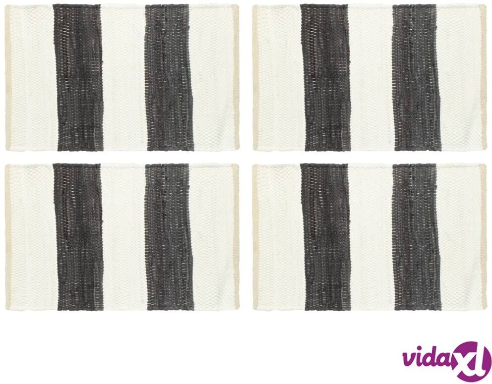 vidaXL Tabletit 4 kpl Chindi-raita antrasiitti ja valkoinen 30x45 cm vidaXL Tabletit 4 kpl Chindi-raita antrasiitti ja valkoinen 30x45 cm