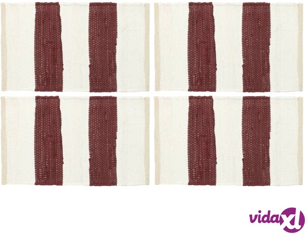 vidaXL Tabletit 4 kpl Chindi-raita viininpunainen ja valkoinen 30x45cm vidaXL Tabletit 4 kpl Chindi-raita viininpunainen ja valkoinen 30x45cm