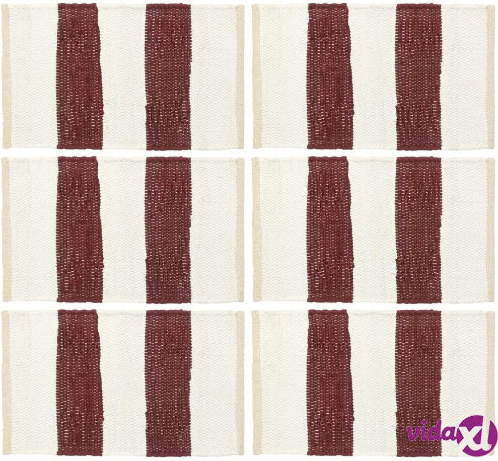vidaXL Tabletit 6 kpl Chindi-raita viininpunainen ja valkoinen 30x45cm vidaXL Tabletit 6 kpl Chindi-raita viininpunainen ja valkoinen 30x45cm