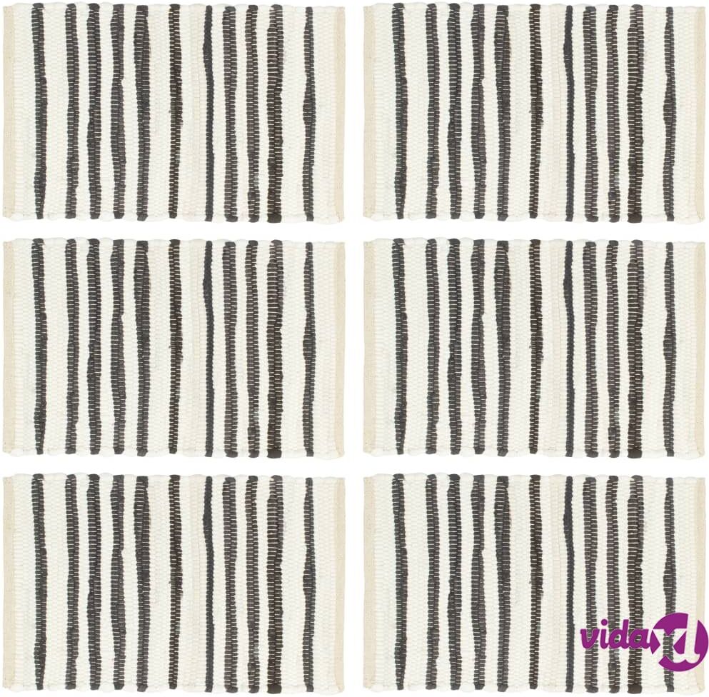 vidaXL Tabletit 6 kpl antrasiitti ja valkoinen 30x45 cm puuvilla vidaXL Tabletit 6 kpl antrasiitti ja valkoinen 30x45 cm puuvilla