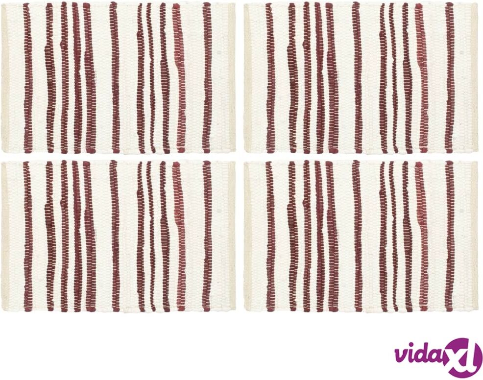 vidaXL Tabletit 4 kpl viininpunainen ja valkoinen 30x45cm puuvilla vidaXL Tabletit 4 kpl viininpunainen ja valkoinen 30x45cm puuvilla