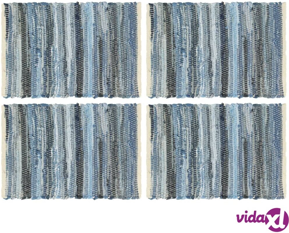 vidaXL Tabletit 4 kpl Chindi-farkunsininen 30x45 cm puuvilla