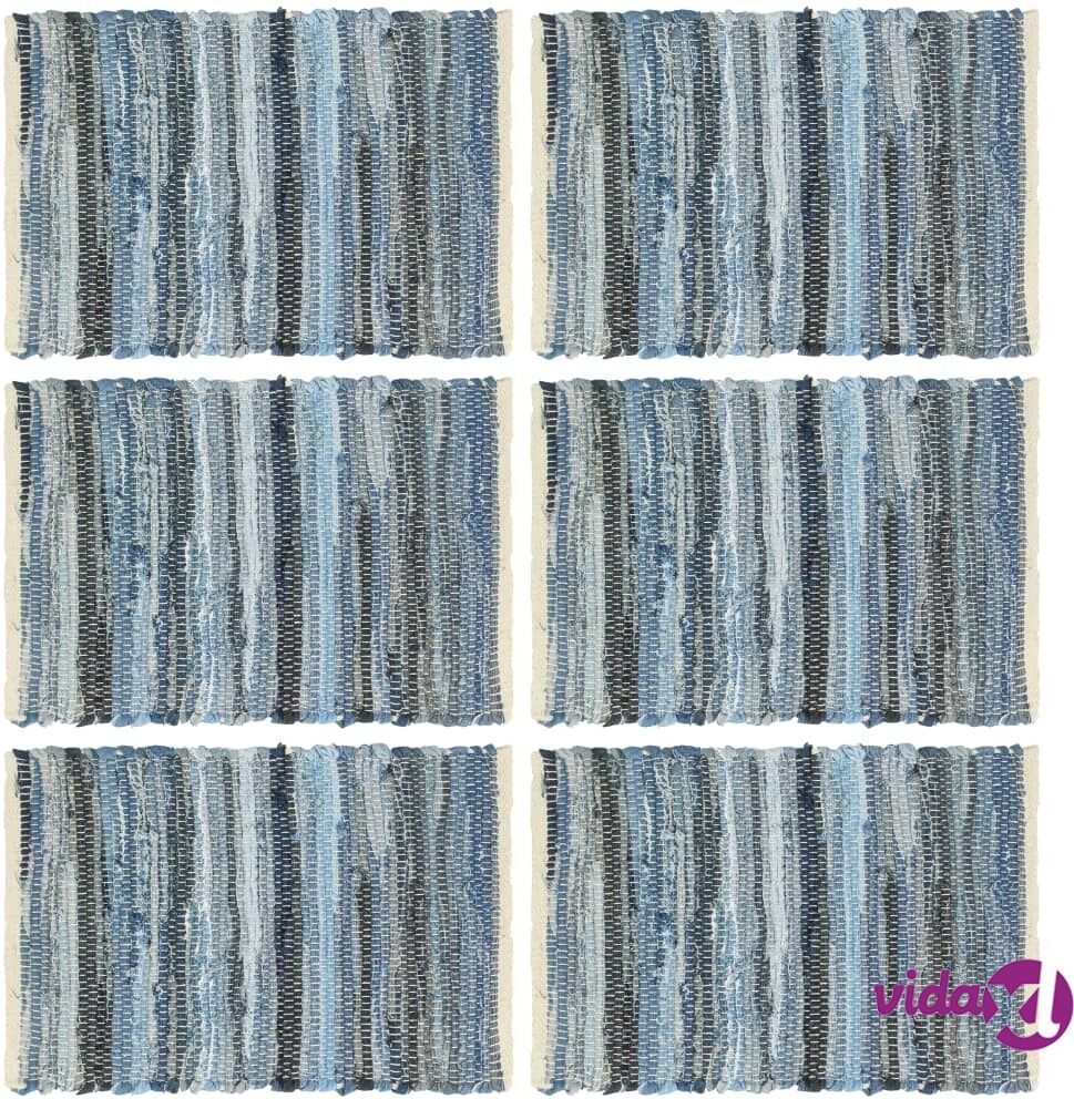 vidaXL Tabletit 6 kpl Chindi-farkunsininen 30x45 cm puuvilla vidaXL Tabletit 6 kpl Chindi-farkunsininen 30x45 cm puuvilla