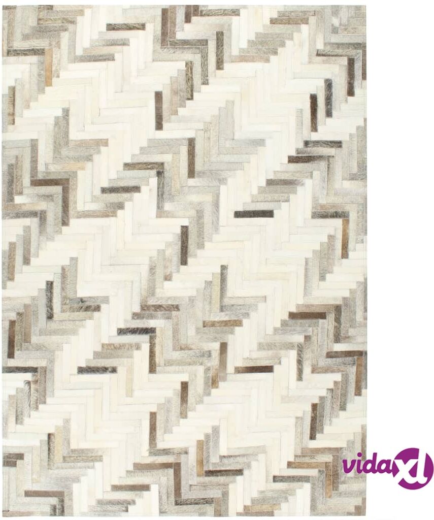 vidaXL Matto aito karvallinen nahka tilkkutyö 160x230 cm harmaa/valk. vidaXL Matto aito karvallinen nahka tilkkutyö 160x230 cm harmaa/valk.