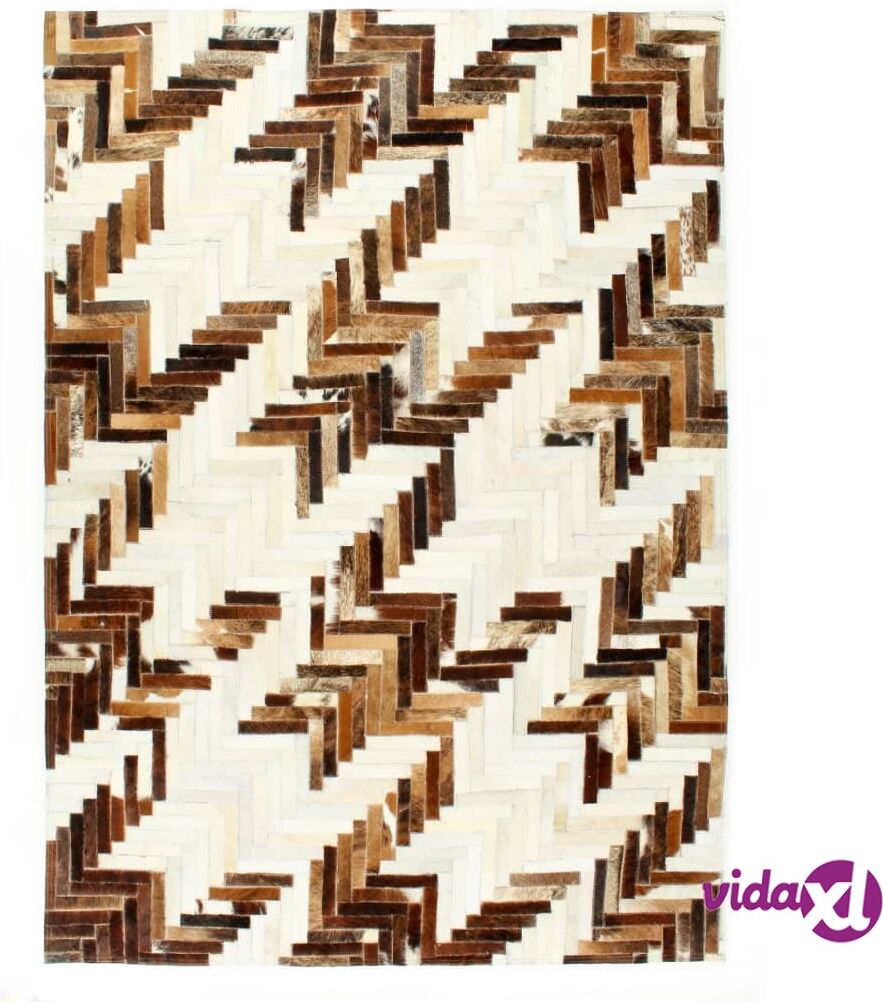 vidaXL Matto aito karvallinen nahka tilkkutyö 160x230 cm ruskea/valk. vidaXL Matto aito karvallinen nahka tilkkutyö 160x230 cm ruskea/valk.