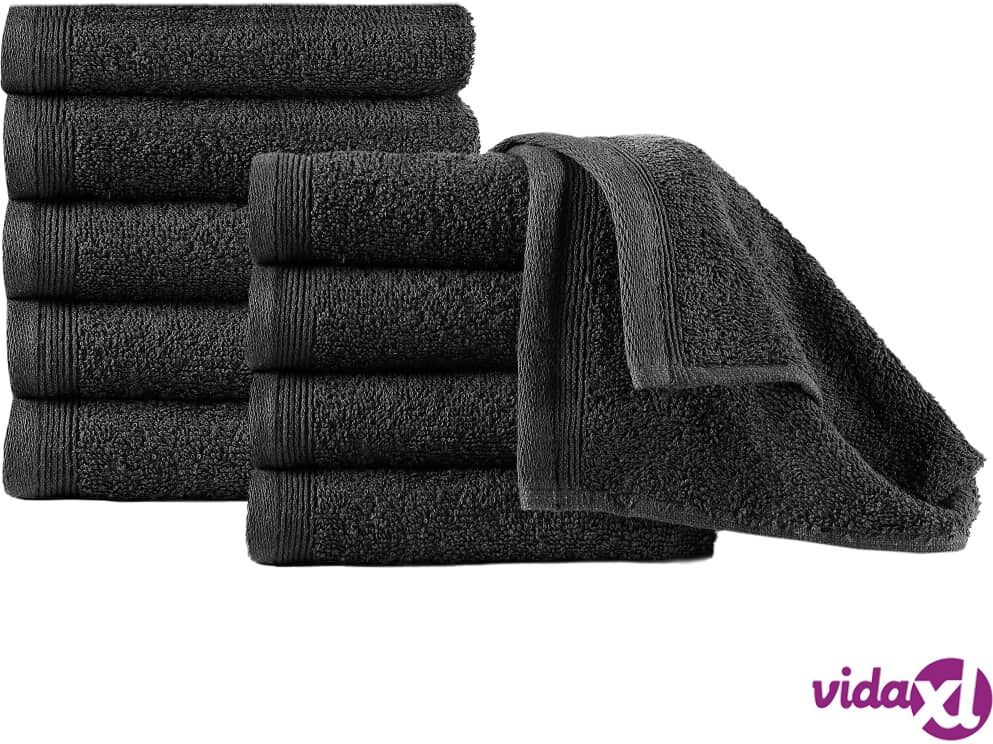 vidaXL Vieraspyyhkeet 10 kpl puuvilla 450 g/m² 30 x 50 cm musta vidaXL Vieraspyyhkeet 10 kpl puuvilla 450 g/m² 30 x 50 cm musta