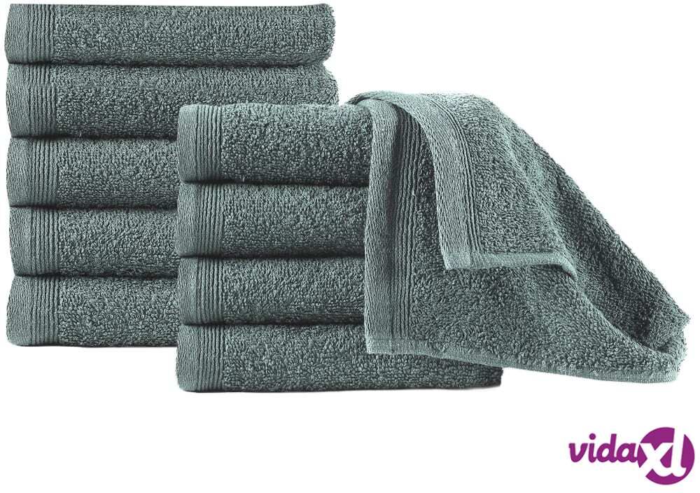 vidaXL Vieraspyyhkeet 10 kpl puuvilla 450 g/m² 30 x 50 cm vihreä vidaXL Vieraspyyhkeet 10 kpl puuvilla 450 g/m² 30 x 50 cm vihreä