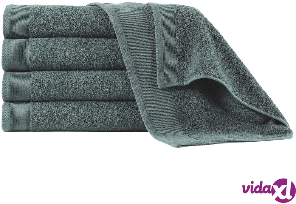 vidaXL Käsipyyhkeet 5 kpl puuvilla 450 g/m² 50 x 100 cm vihreä