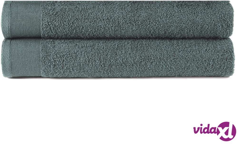 vidaXL Suihkupyyhkeet 2 kpl puuvilla 450 g/m² 70 x 140 cm vihreä