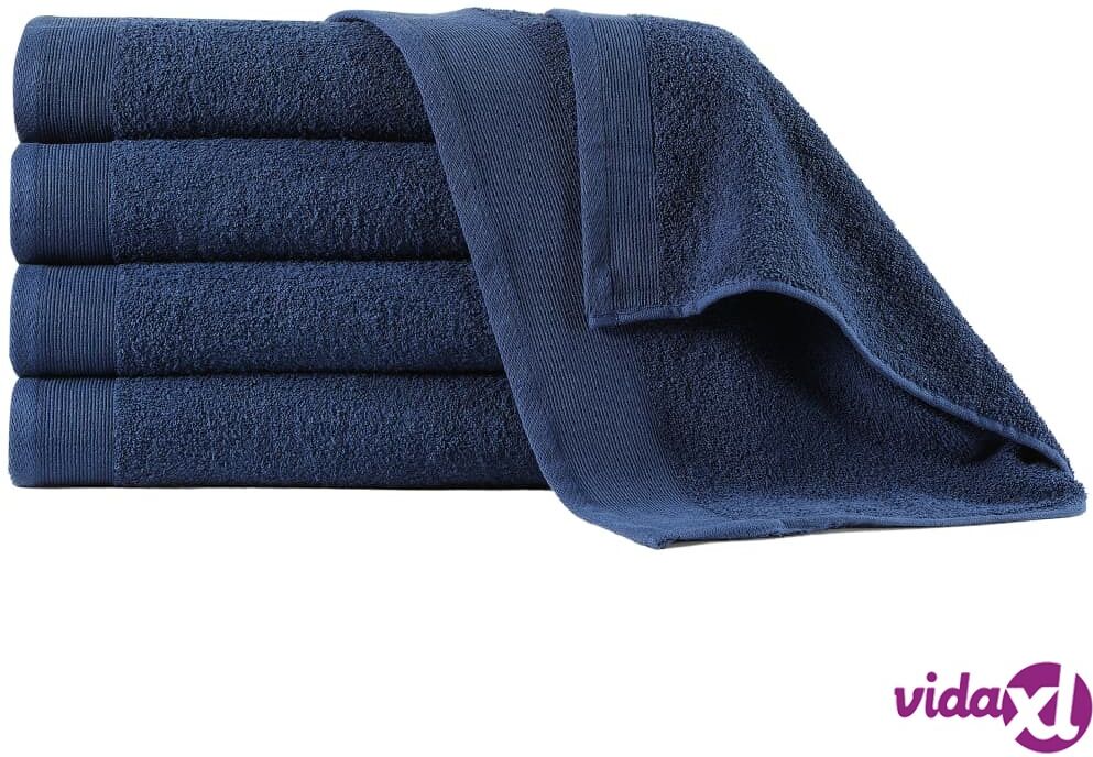 vidaXL Käsipyyhkeet 5 kpl puuvilla 450 g/m² 50 x 100 cm laivastonsin.