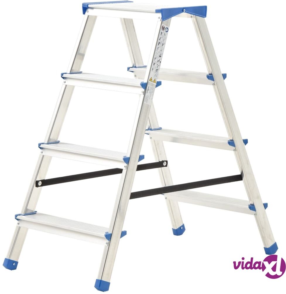 vidaXL Alumiiniset kaksipuoliset tikkaat 4 askelmaa 90 cm vidaXL Alumiiniset kaksipuoliset tikkaat 4 askelmaa 90 cm