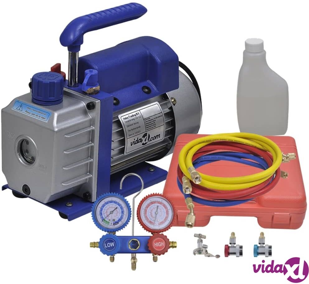 vidaXL Yksivaiheinen tyhjiöpumppu 2-suuntaisella mittarisarjalla vidaXL Yksivaiheinen tyhjiöpumppu 2-suuntaisella mittarisarjalla