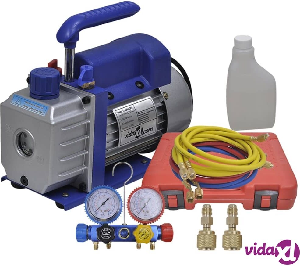 vidaXL Yksivaiheinen tyhjiöpumppu 4-suuntaisella mittarisarjalla vidaXL Yksivaiheinen tyhjiöpumppu 4-suuntaisella mittarisarjalla